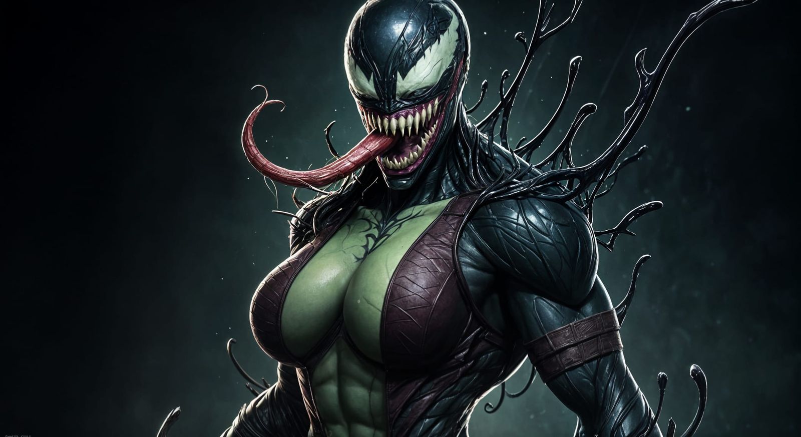 Venomized Gamora in Sinister Cyberpunk Style