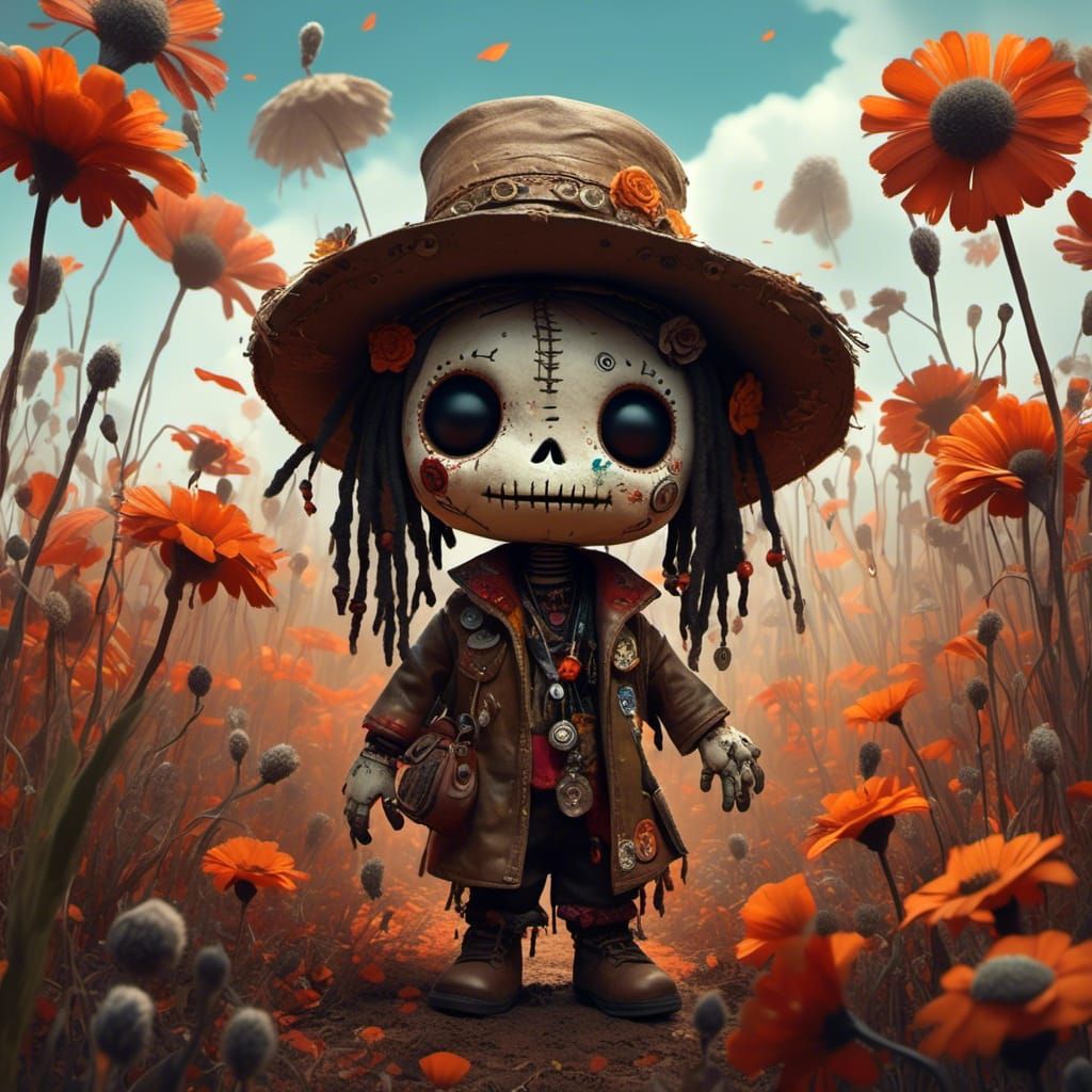Chibi Voodoo Doll Explorer in Flower Field