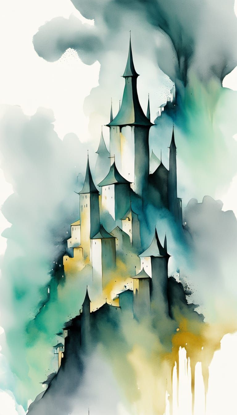 Medieval Cityscape Emerges from Whimsical Mist