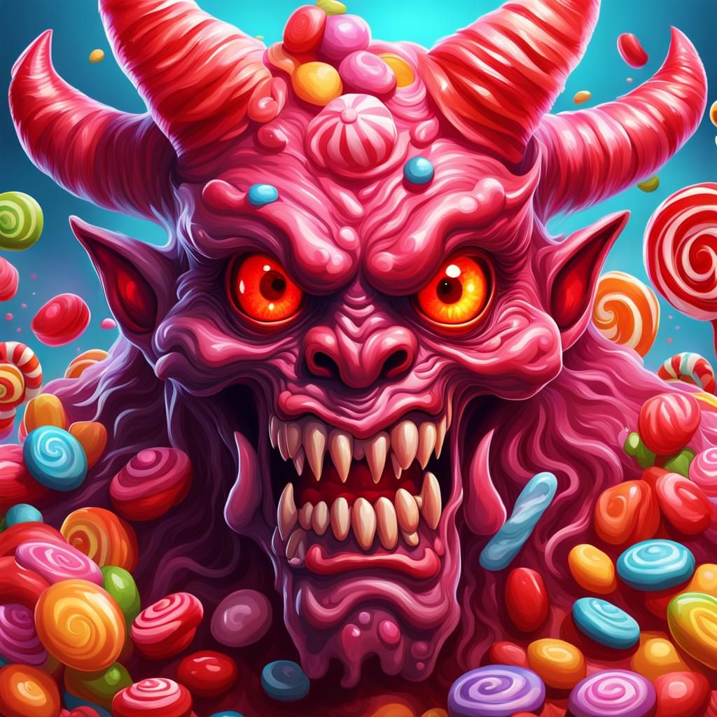 Red-Eyed Demon in Candy Art Style