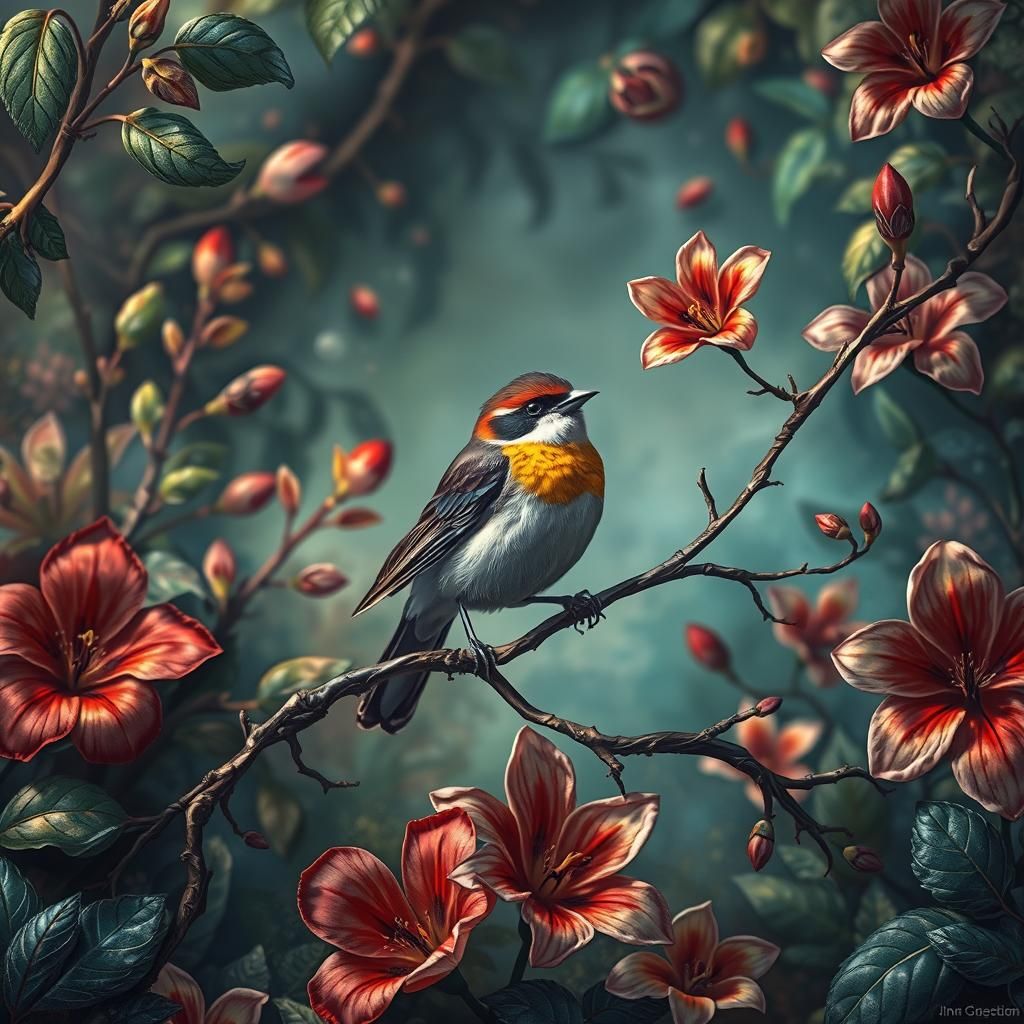 Sparrow in Mystical Realm, Digital Matte Painting