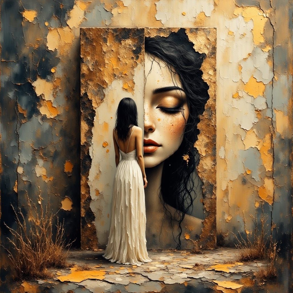 Muse in Ruin, a Grungy Oil Painting