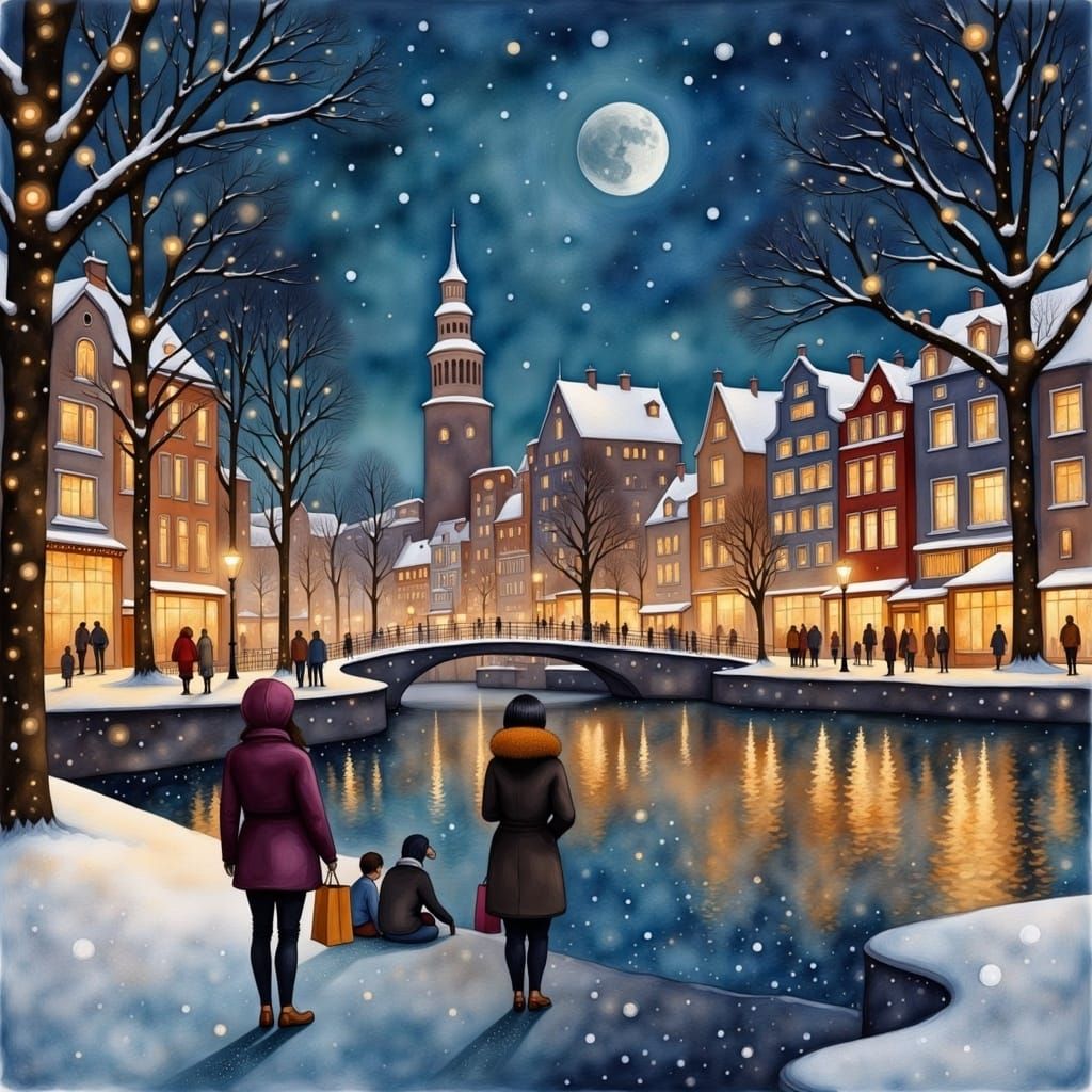 Christmas in Amsterdam's Snowy City Square