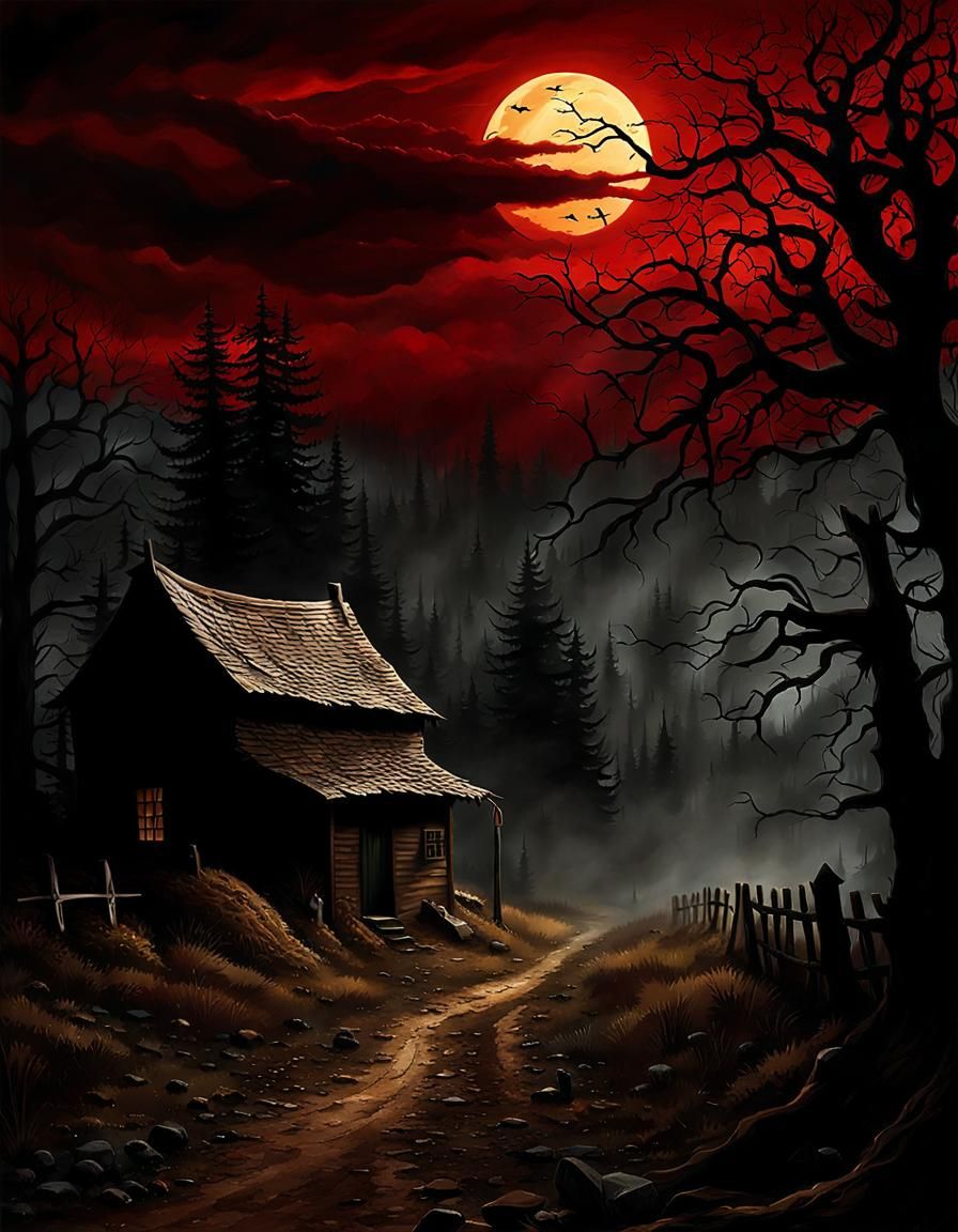 Eerie Landscape Inspired by Gothic Horror Art