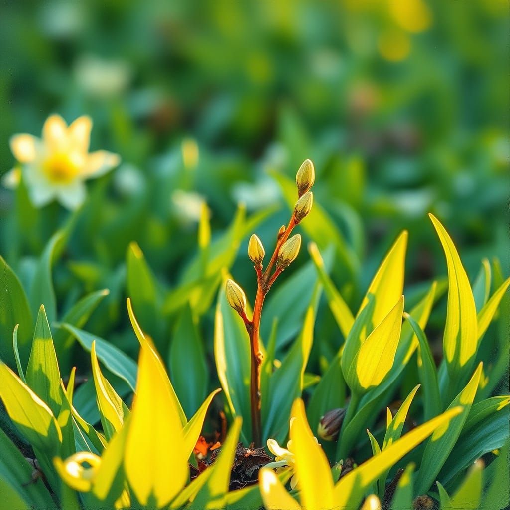 Vibrant Sapling Emerges in Lush Spring Greenery