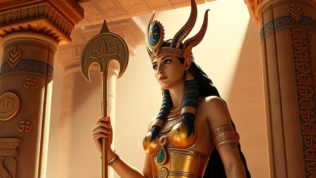 Egyptian Goddess of Love and Beauty in Epic 3D Cinematic Sty...