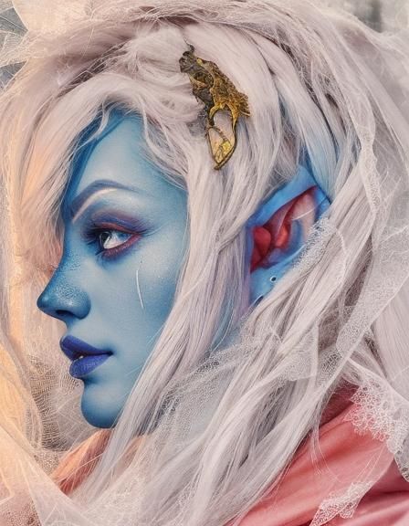 Sleeping Demoness in Snowscape, Dreamlike Photography