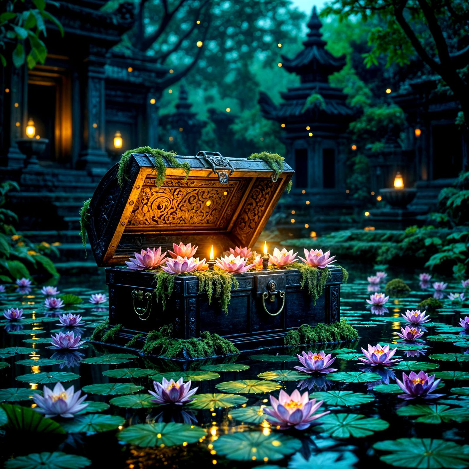 Ancient Treasure Chest by Temple Pond