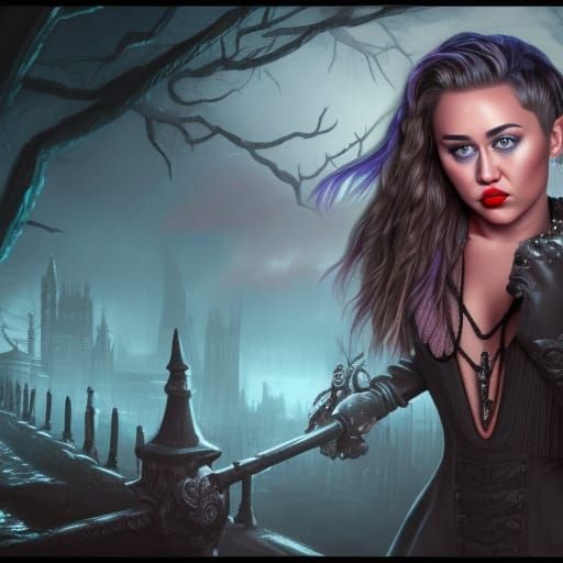 Miley Cyrus as Jack the Ripper, Detailed Matte Painting