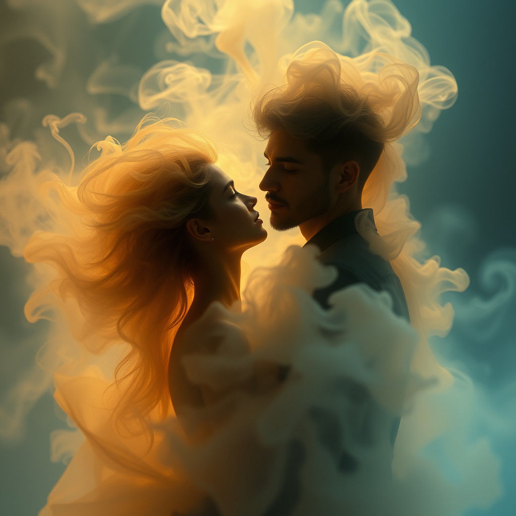 Ethereal Figures Dissolving into Smoke, Fantasy Art