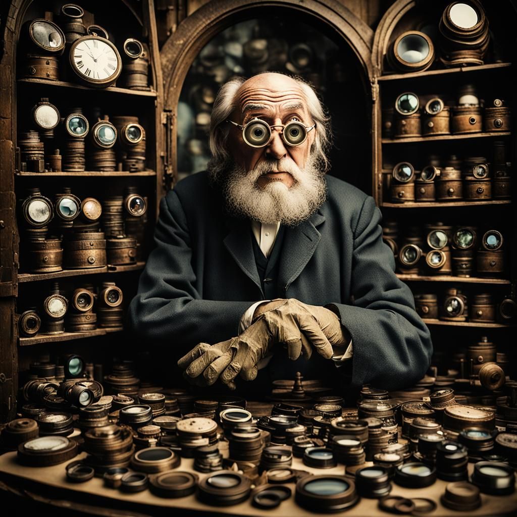 Steampunk Watchmaker in Tintype Photograph