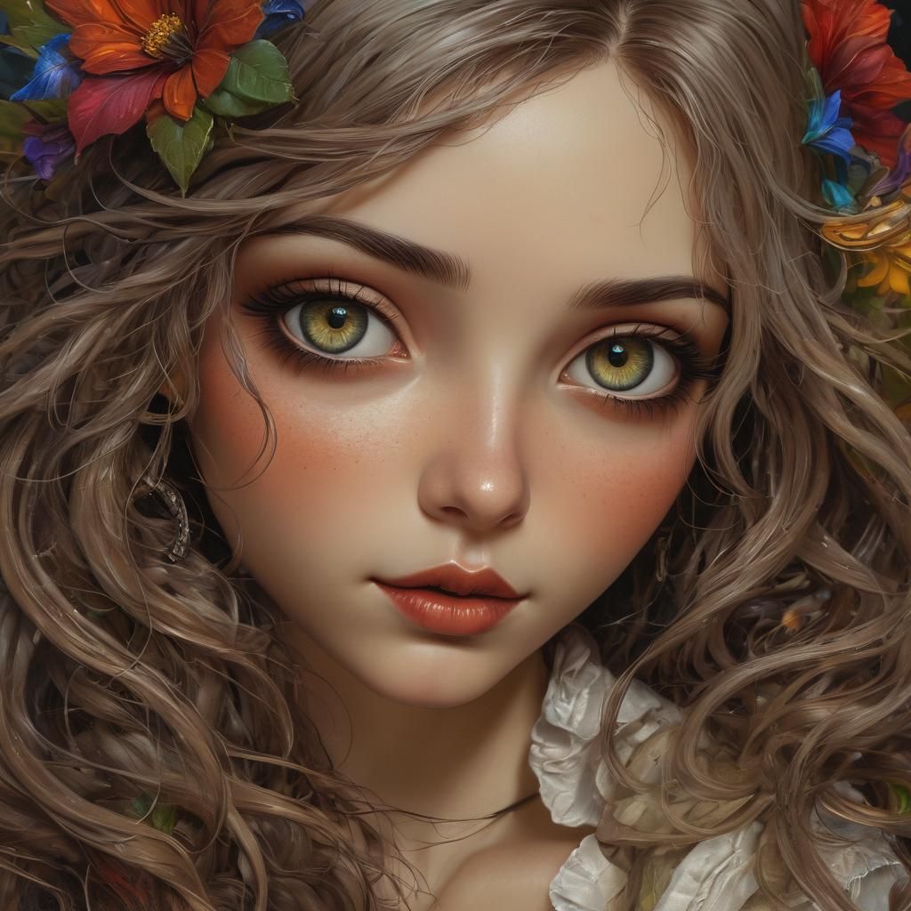 Bohemian Steampunk Gypsy Girl in Digital Oil Painting