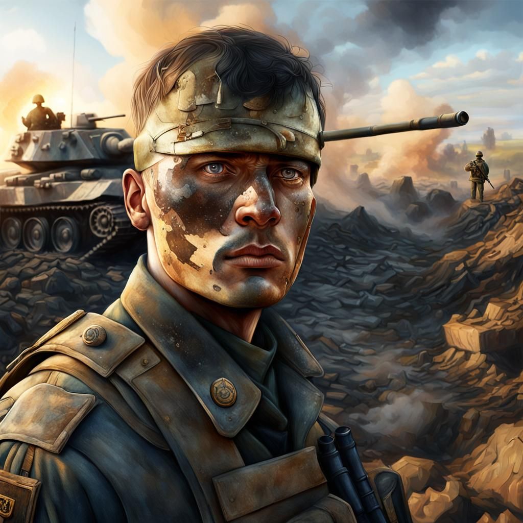 Ukraine Soldier in Ruins as Inspired by Ukrainian Realism