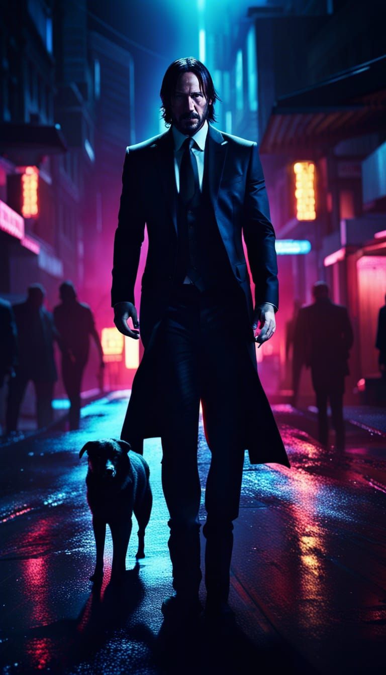 John Wick in Dark Cyberpunk Concept Art