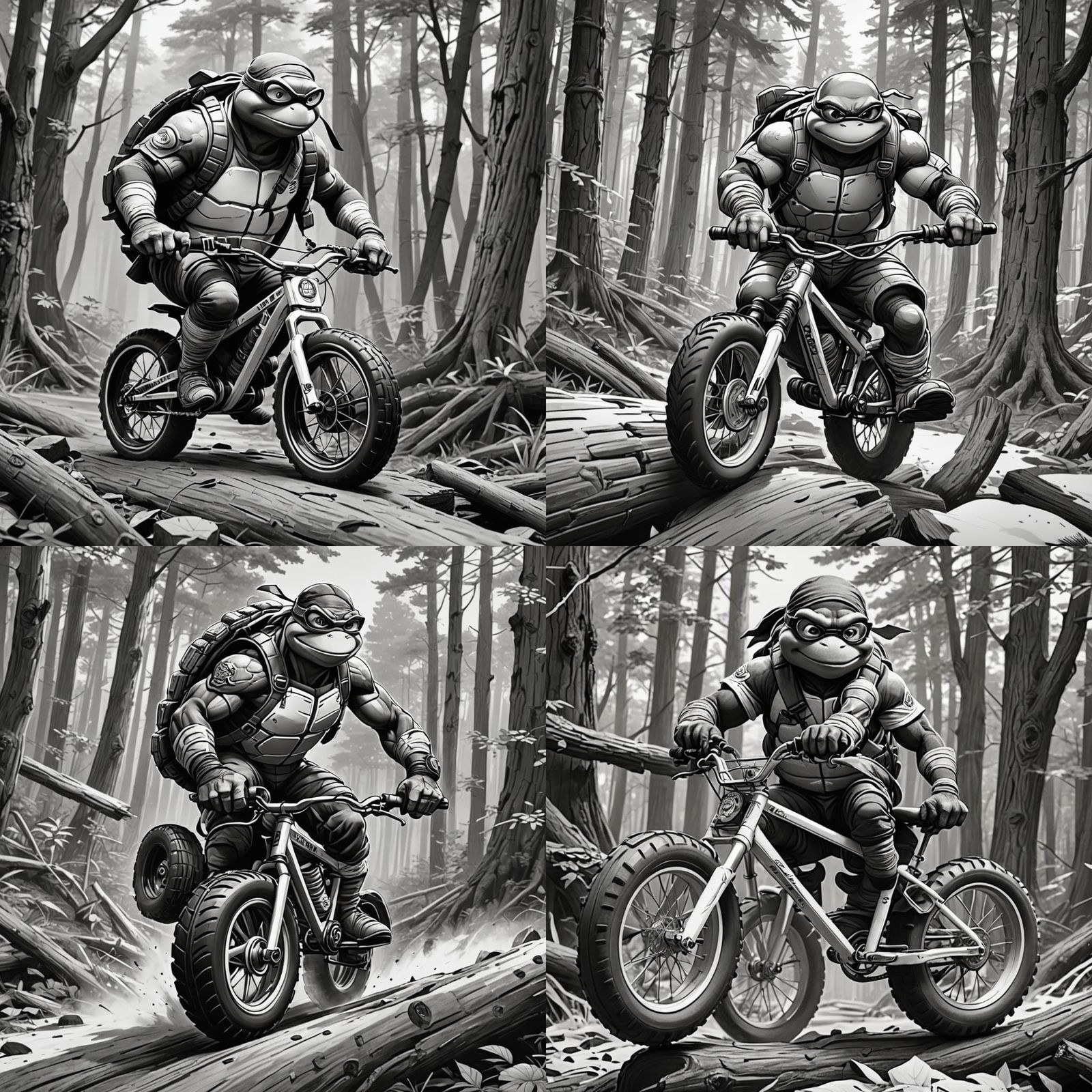 Michelangelo on a Bike: Anime Style Cartoon