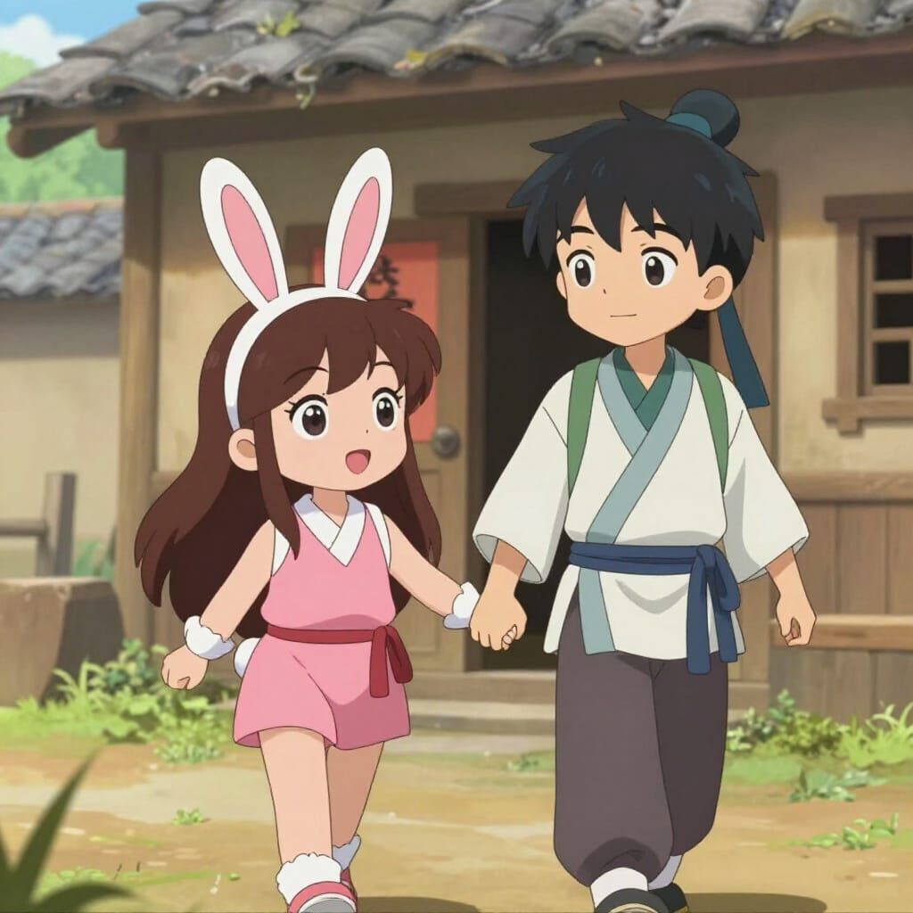 Donghua Anime Couple Holding Hands in Soul Land Style