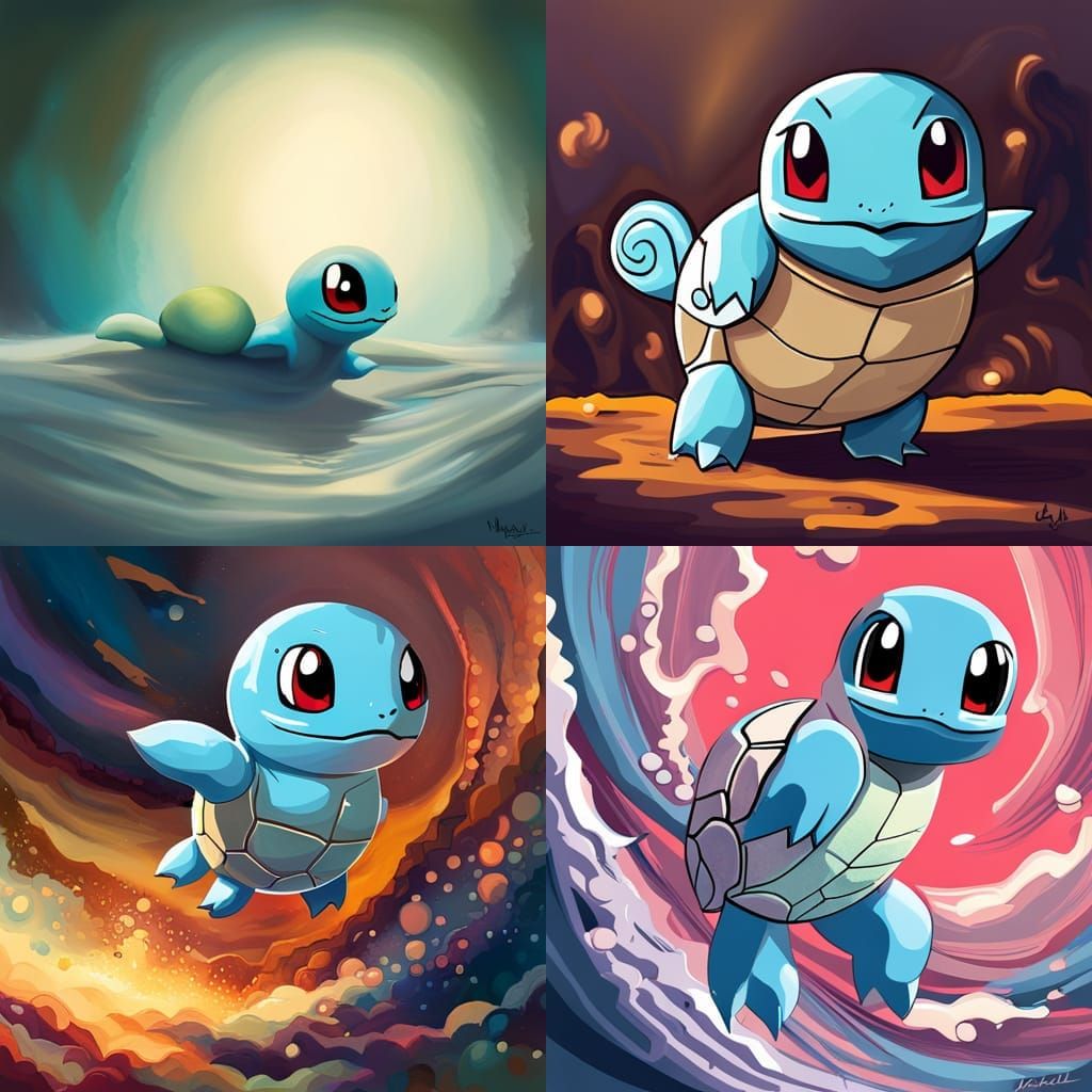 Squirtle: The Tiny Turtle Pokémon in Abstract Art