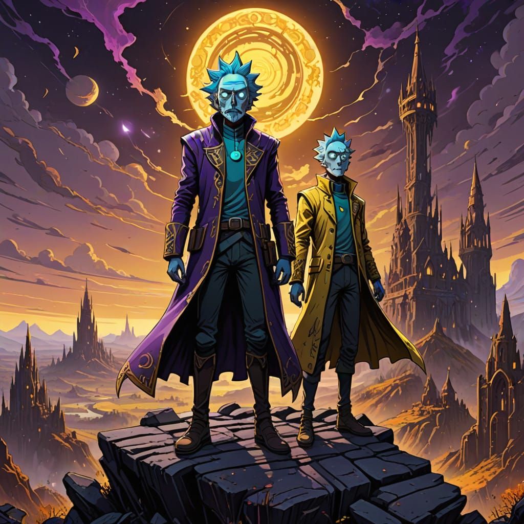Dark Fantasy Rick and Morty, Inspired by Art Nouveau