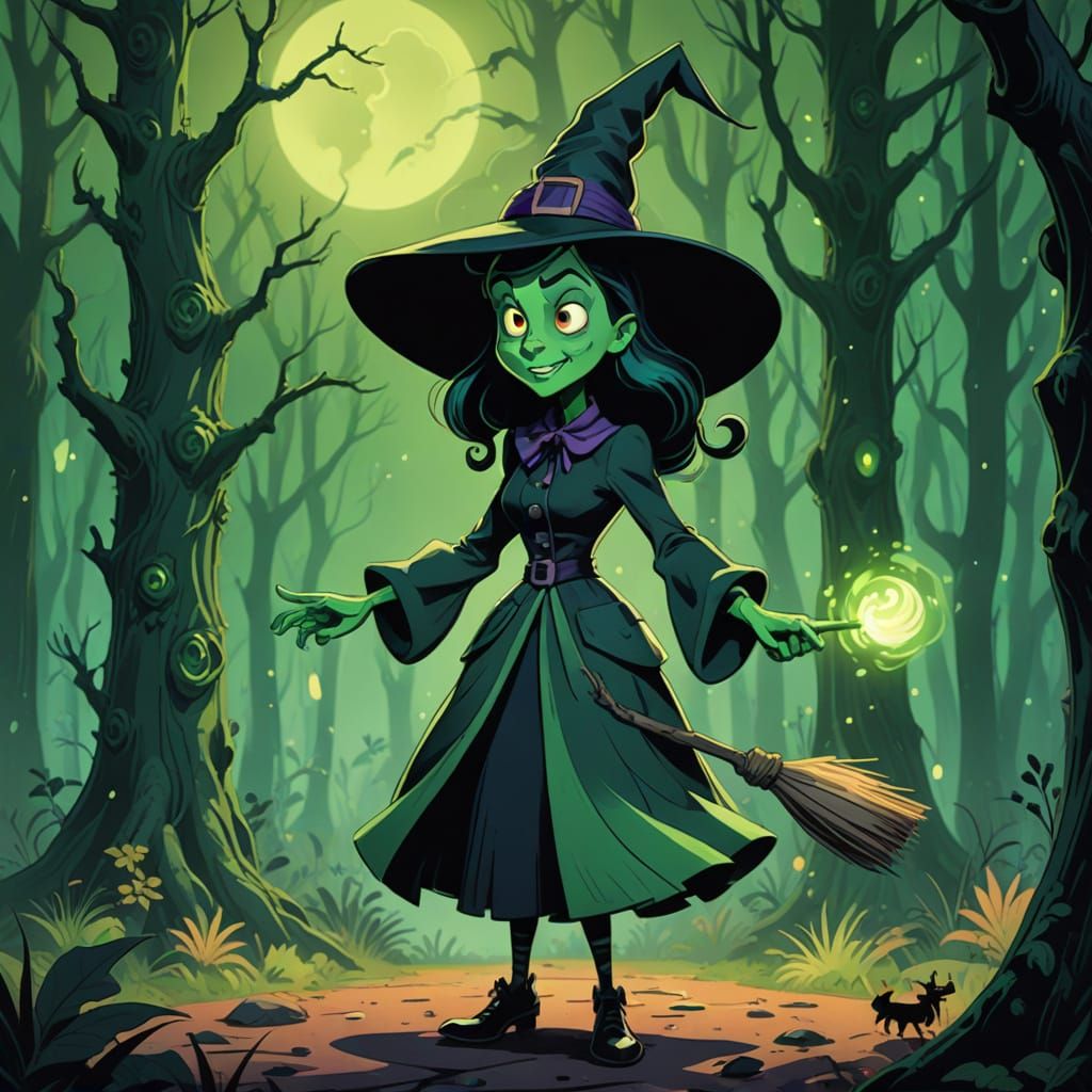 Looney Tunes Witch in Spooky Forest Character Art