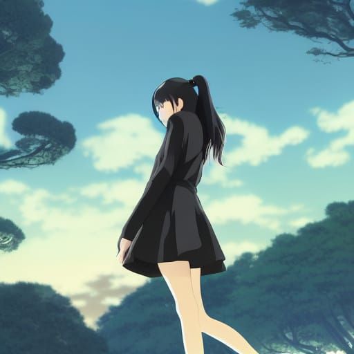 Anime Girl in Leather Jacket, Ghibli Style