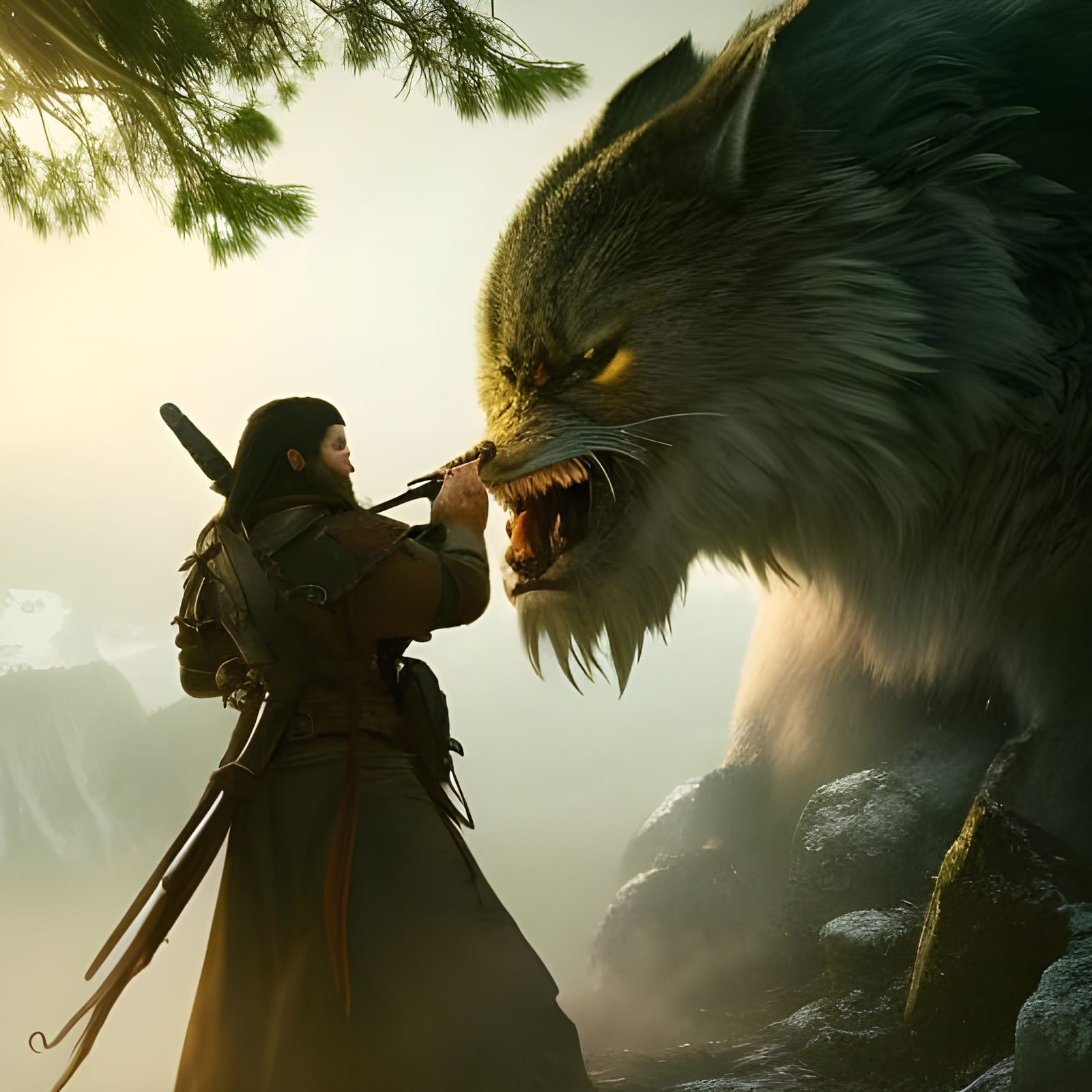 Furious Viking Warrior in Snow Blizzard