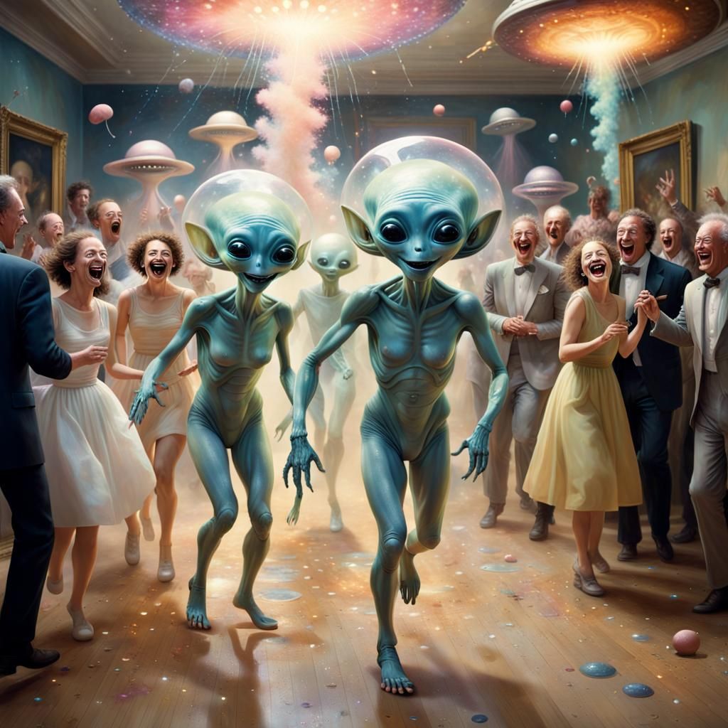 Art History Figures Party with Aliens