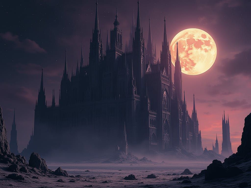 Gothic Moon Cathedral in Dark Fantasy Style