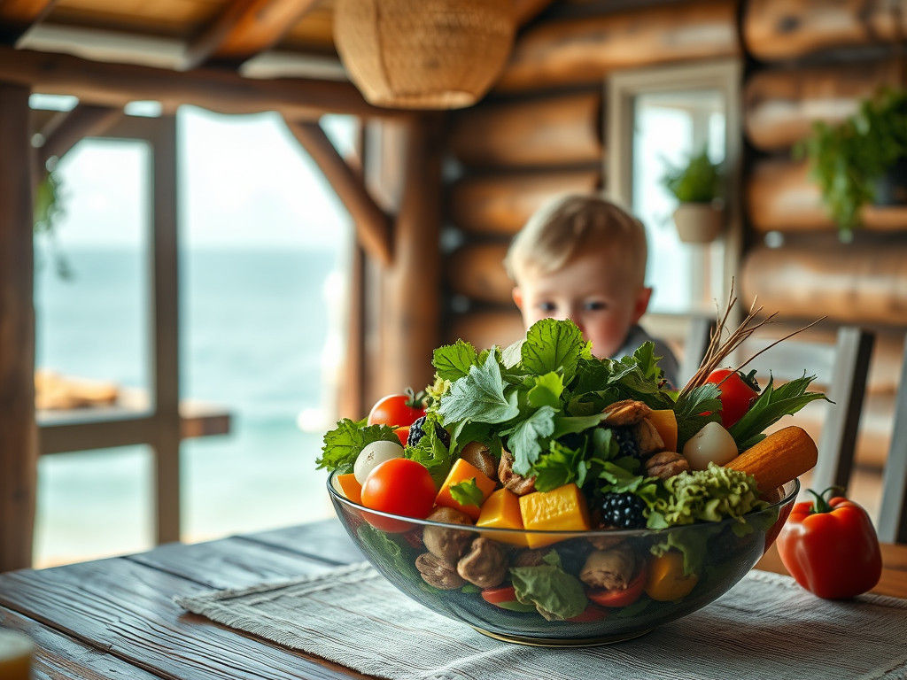 Abundant Salad Bowl in Cottage by the Sea