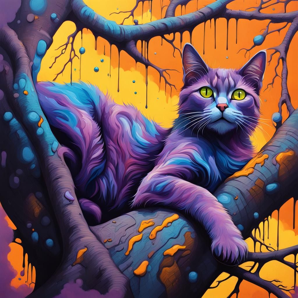 Colorful Graffiti Cat and Dog Street Art