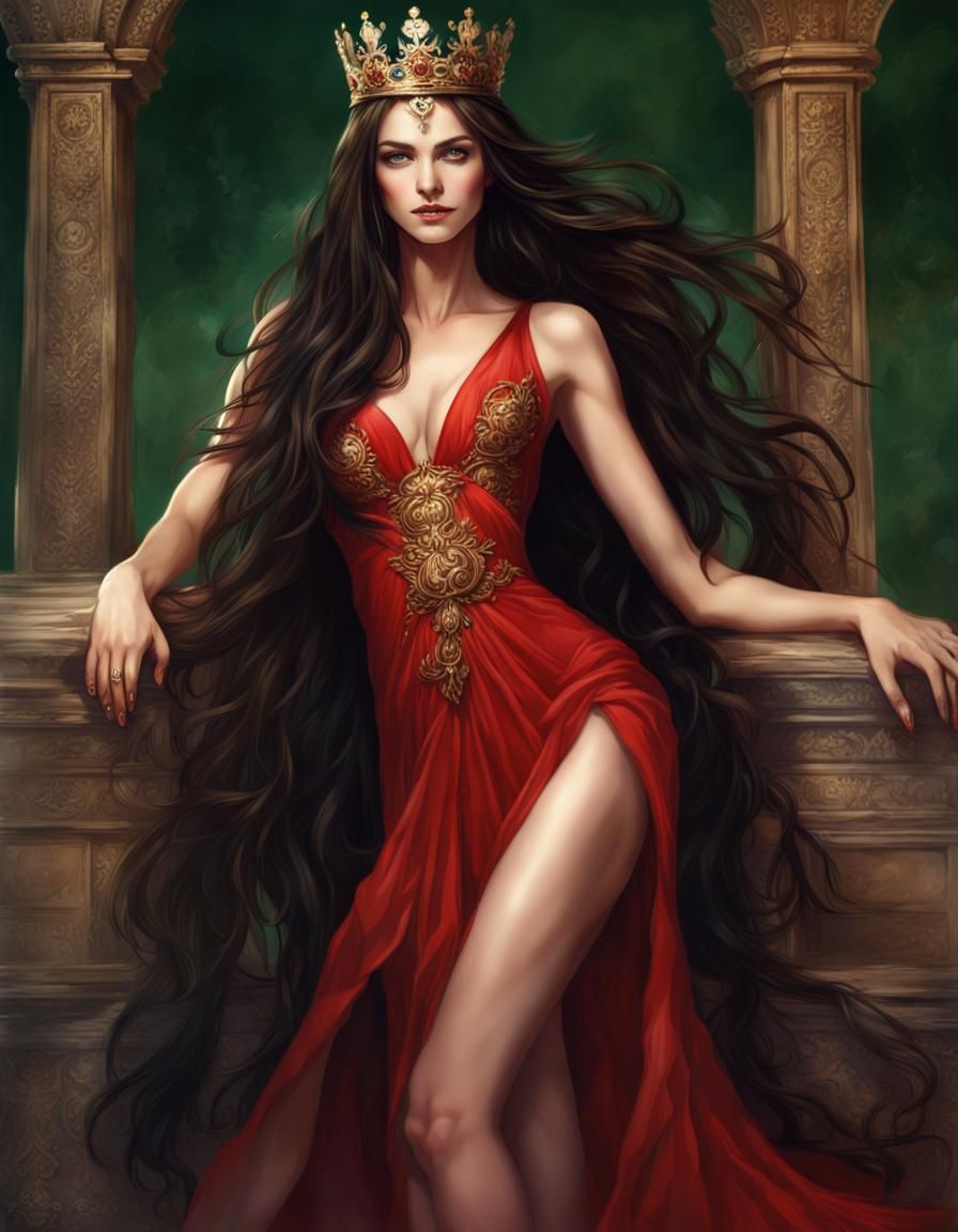 Beautiful Proto-Bulgarian Queen with King: Fantasy Art