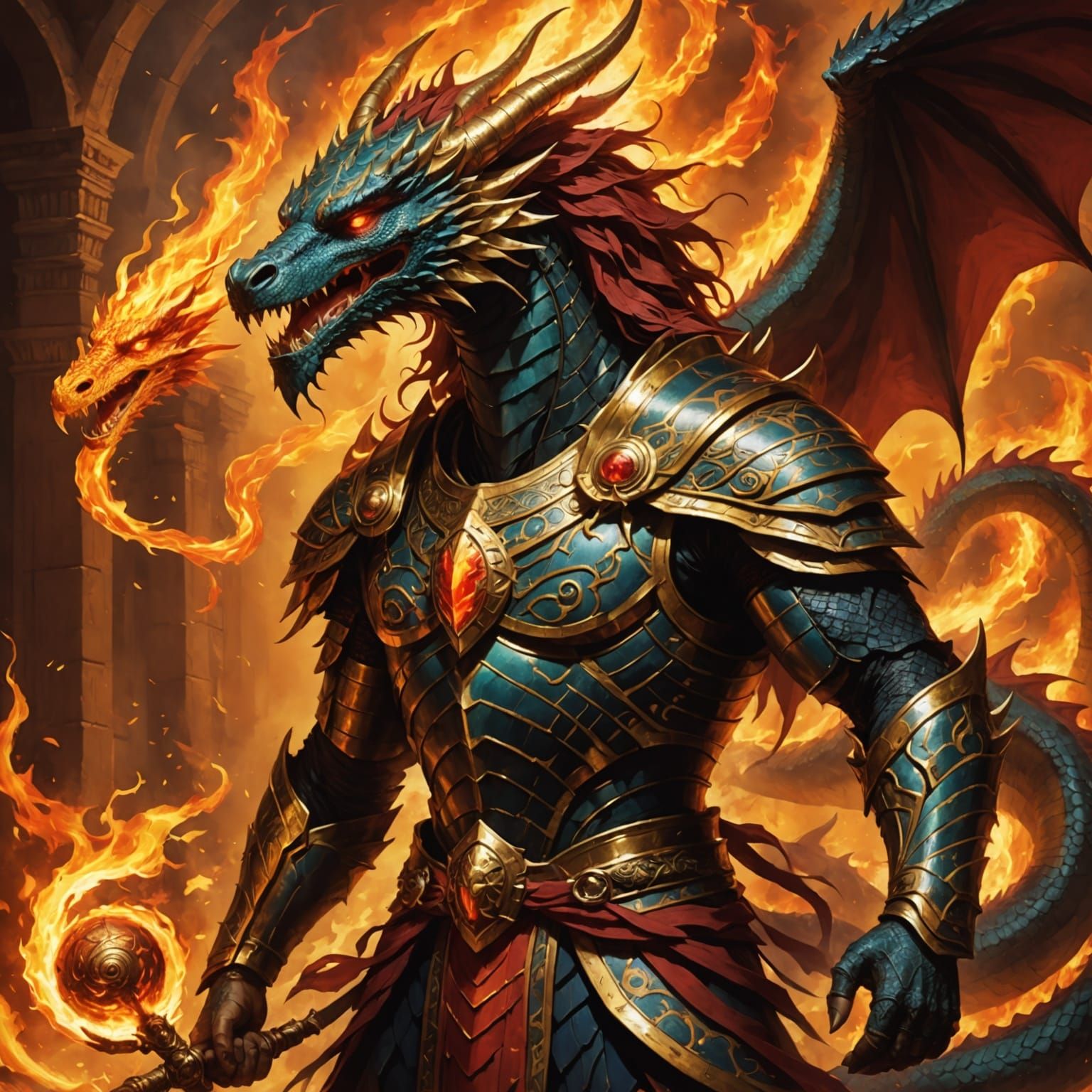 Ra God of Fire as a Majestic Dragon