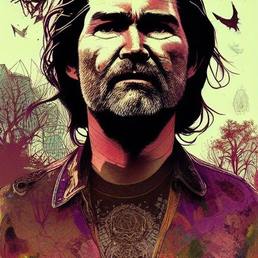 Detailed Portrait of Kurt Russell as Matte Painting