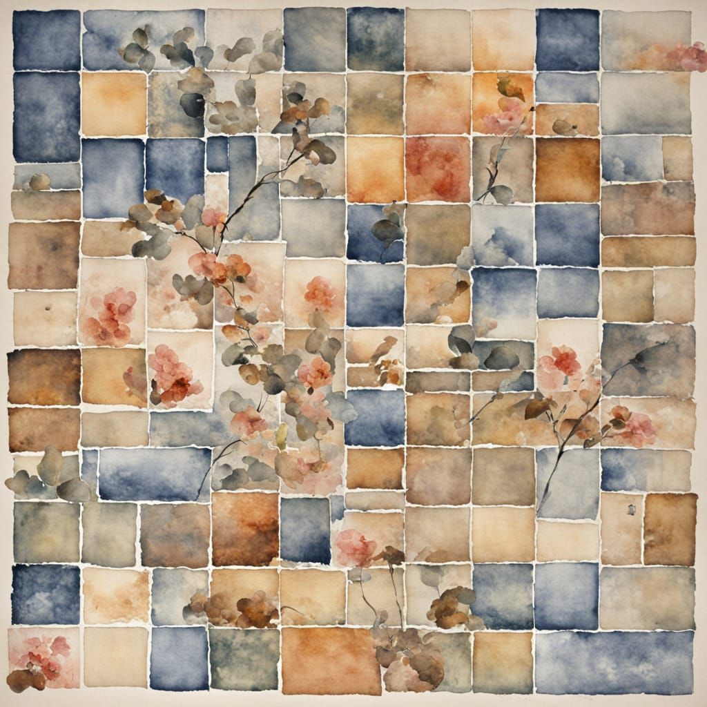 Traditional Chinese Squares Watercolor Painting