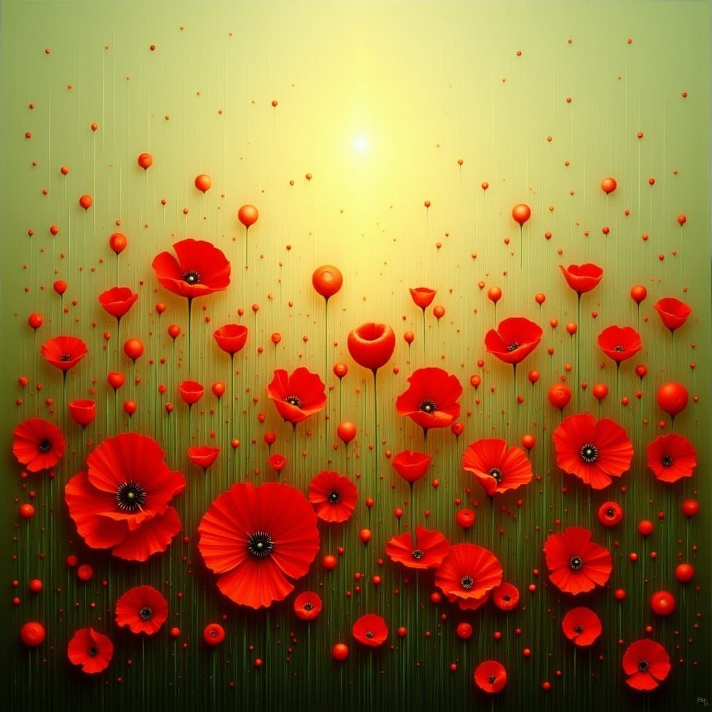 Exploding Red Poppies Field