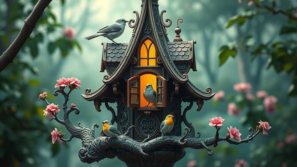 Fantastical Fractal Birdhouse in Art Deco Style