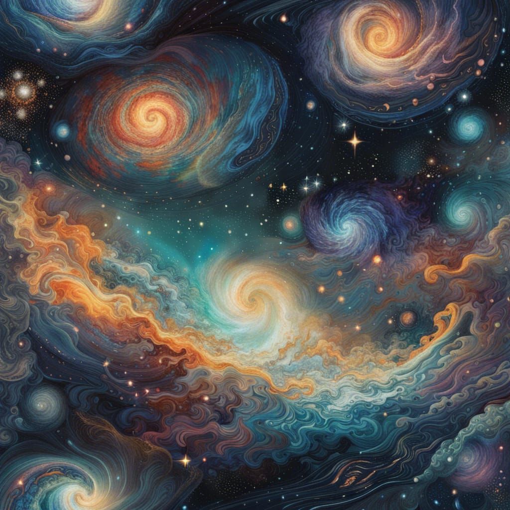 Spectacular Cosmic Vista with Nebulae and Galaxies