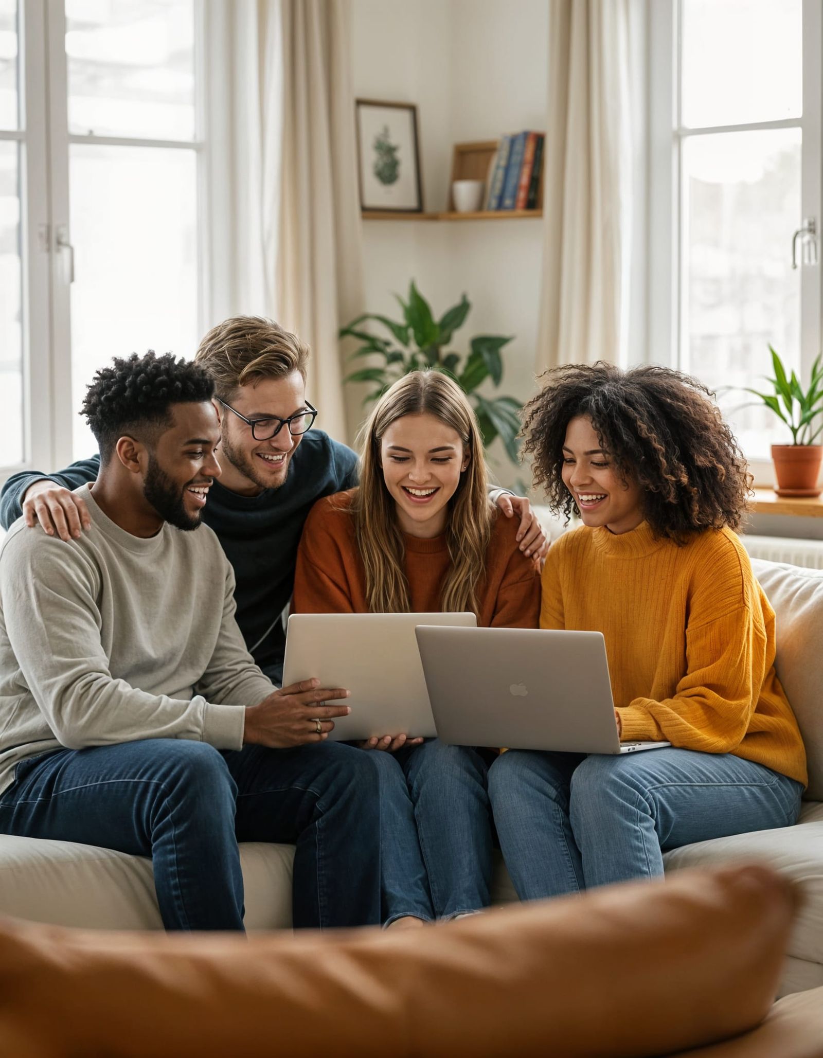 Friends Enjoying Virtual Party on Laptop Screens