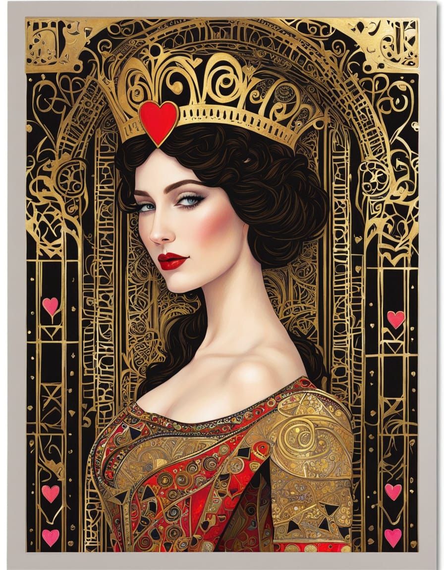 Queen of Hearts Card in Fantasy Art Style