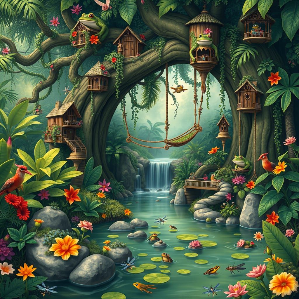 Giant Frog Conservatory with Jungle Treehouses