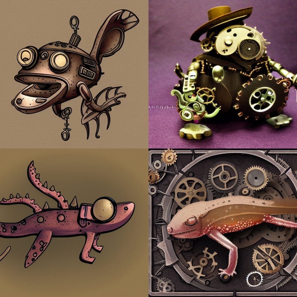 Steampunk Axolotl Mechanical Marvel
