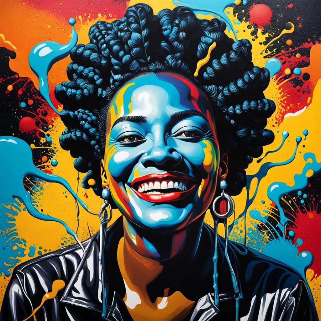 Surreal African Mother in Polychromatic Graffiti Art