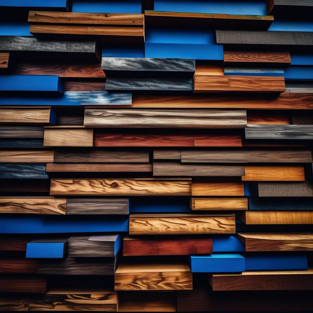 Ominous Wall of Colored Wood Pierces Blue Sky