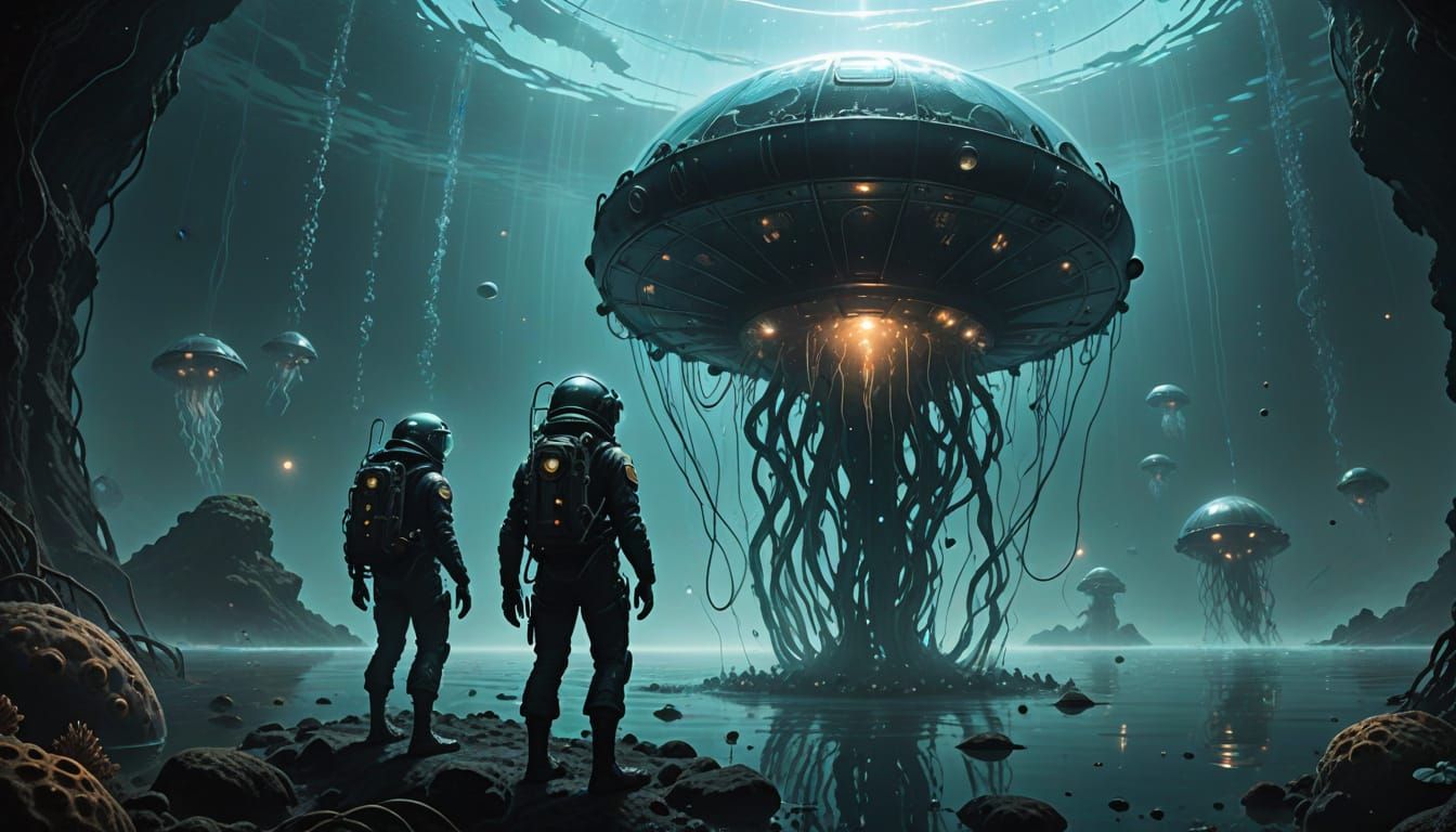Underwater Encounter: Men in Black and a UFO
