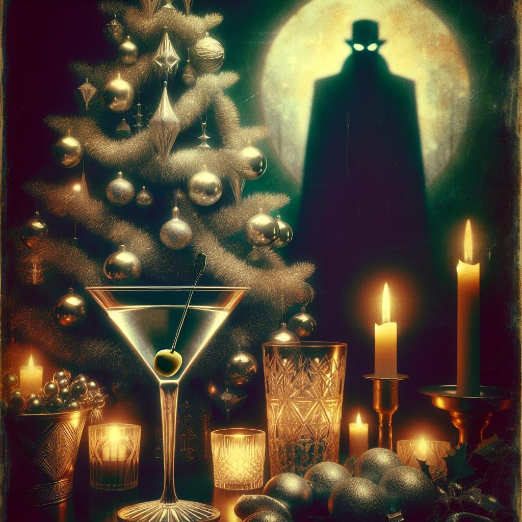 Glamorous Martini Glass Vintage Poster in Art Deco Style