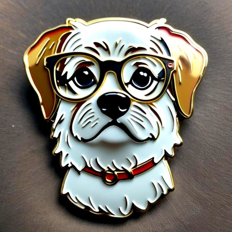 Dog in Glasses Enamel Pin Design