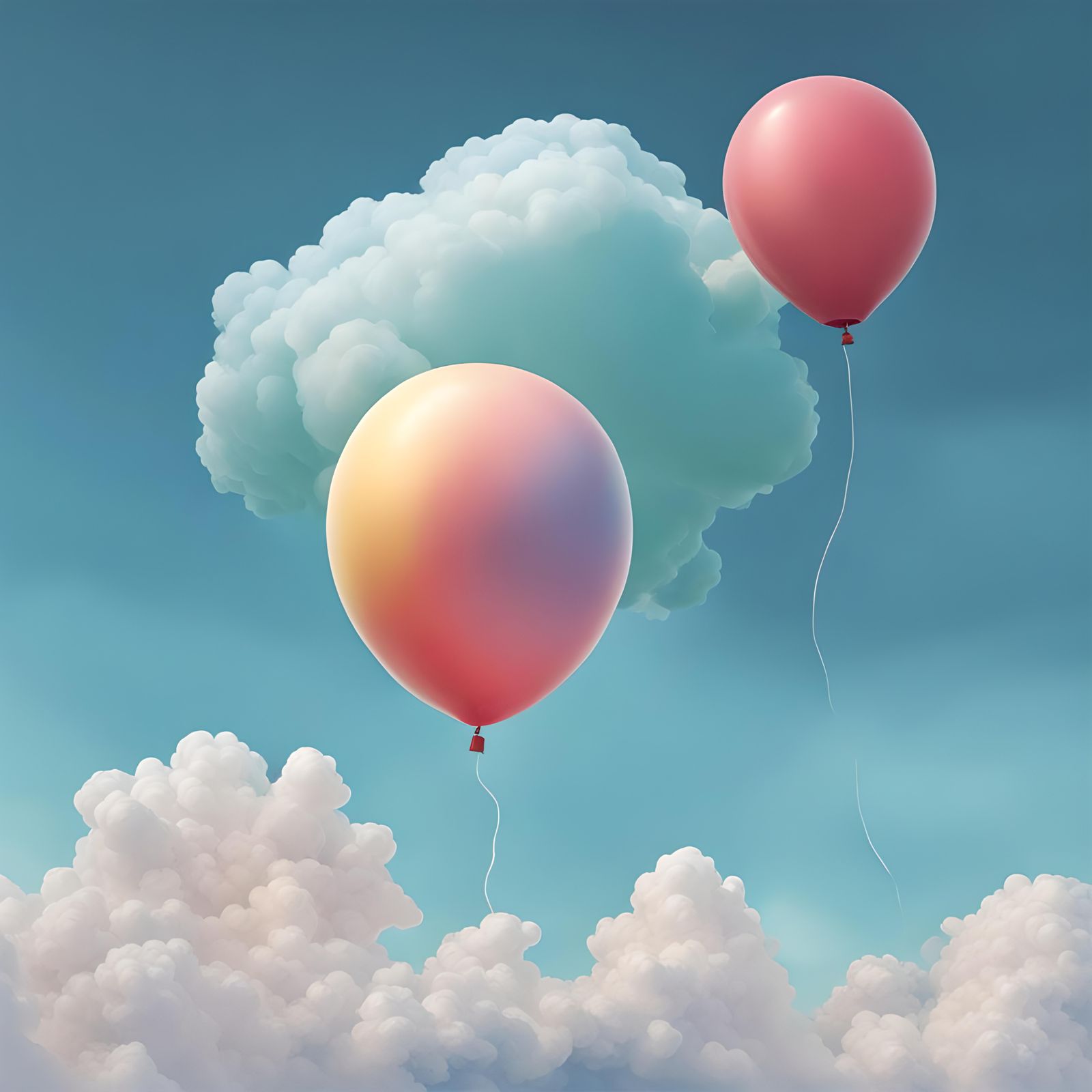 Hyperrealistic Celeste Balloon in Light Blue Sky