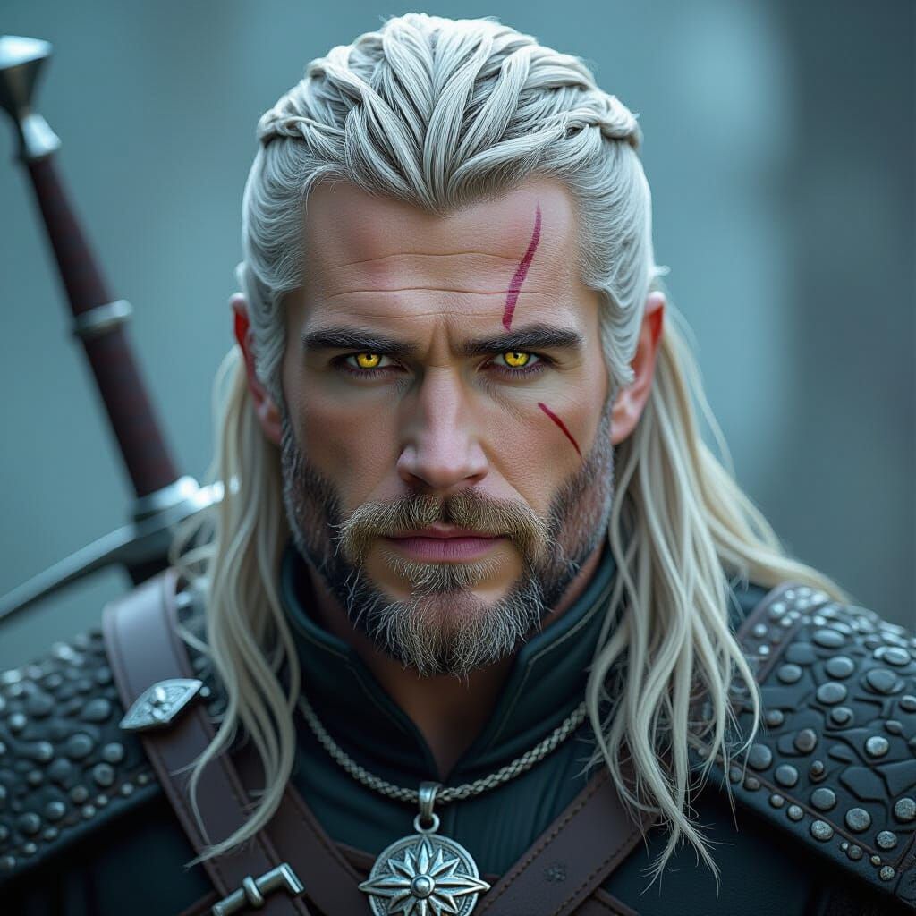 Liam Hemsworth as Geralt of Rivia: Dark Fantasy Portrait