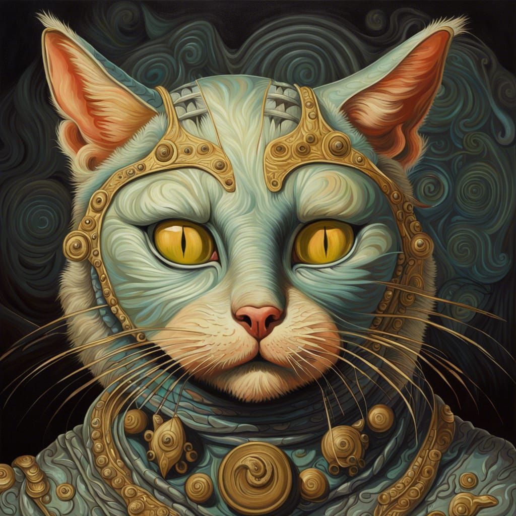 Surreal Oil Portrait of Anthropomorphic Cat