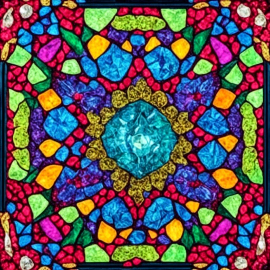 Colorful Stained Glass Mosaic in Hyperrealistic Style