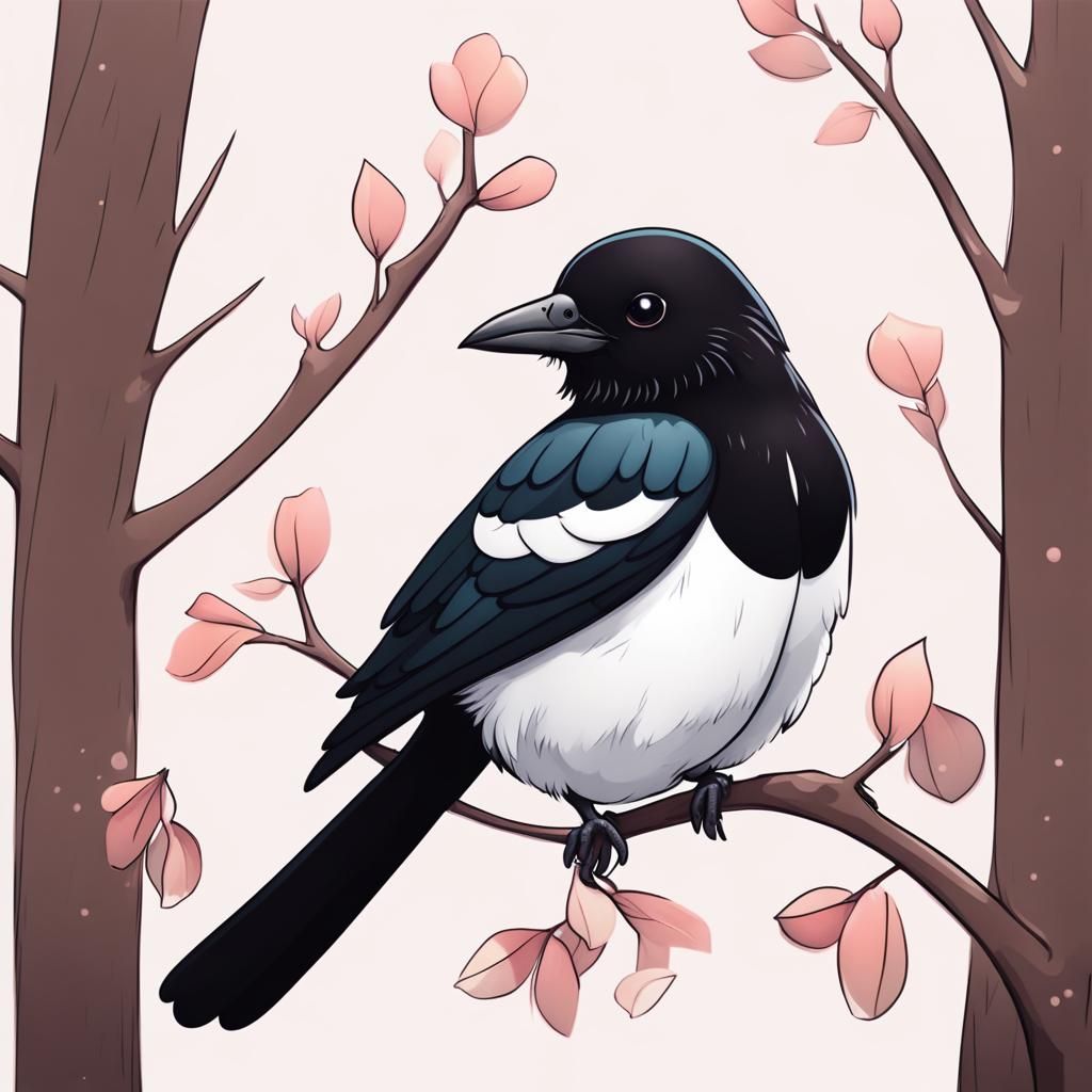 Charming Magpie Illustration